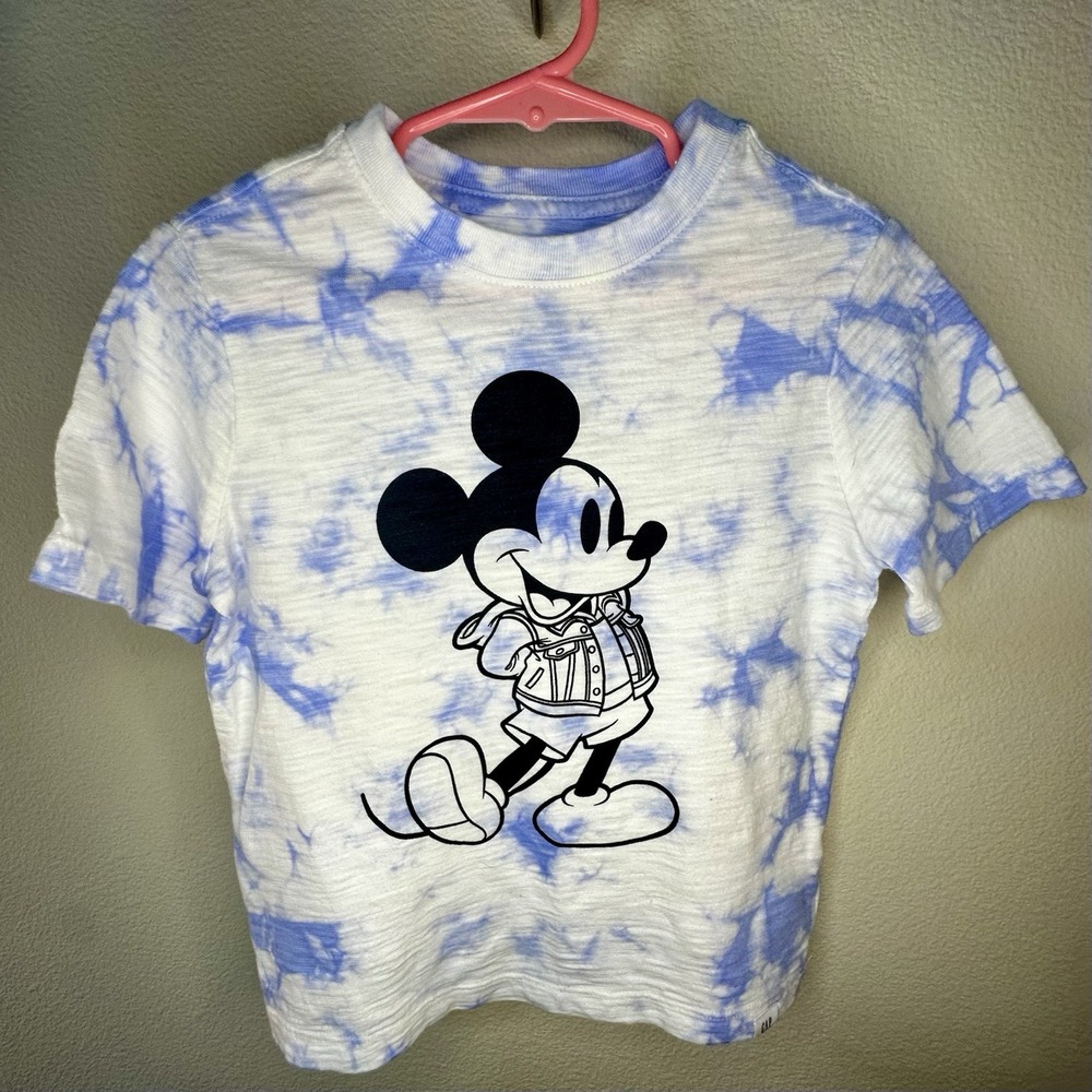 Baby Gap S/S Blue White Tie-Dye Mickey Mouse Graphic Tee T-Shirt Sz 5 years NWOT